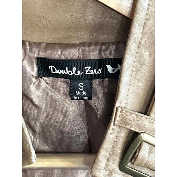 Double Zero Womens Studded Vest Sz Small Tan Faux Leather Bikercore - Picture 7 of 8